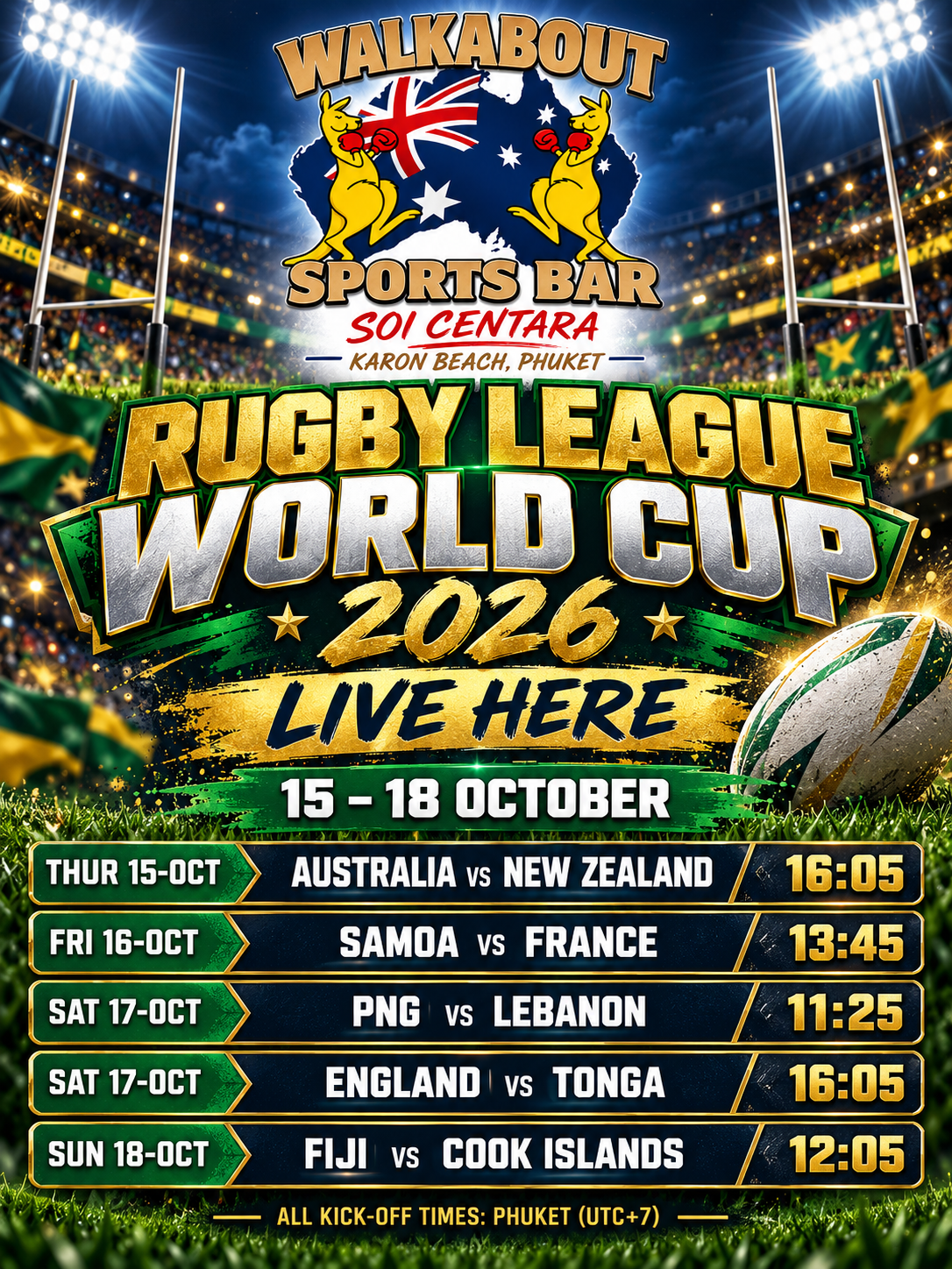 Rugby League World Cup Live Poster Supported by